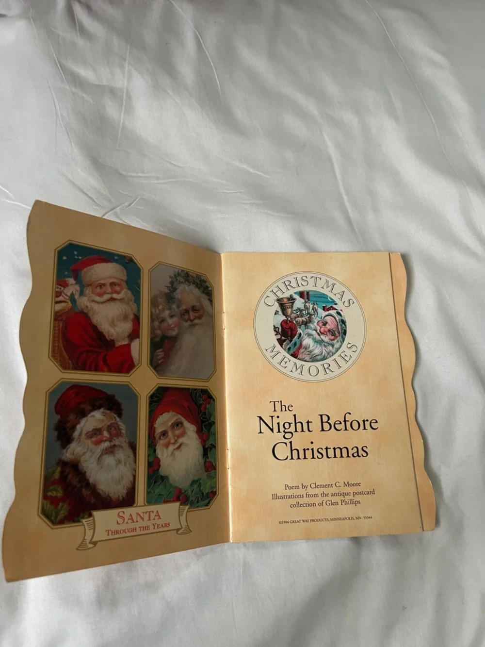 The night before Christmas book, antique postcard, Christmas memories